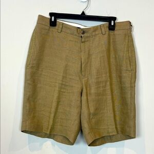 Brooks Brothers Men's 100% Irish Linen Flat Front Shorts 33 Waist 9 Inseam